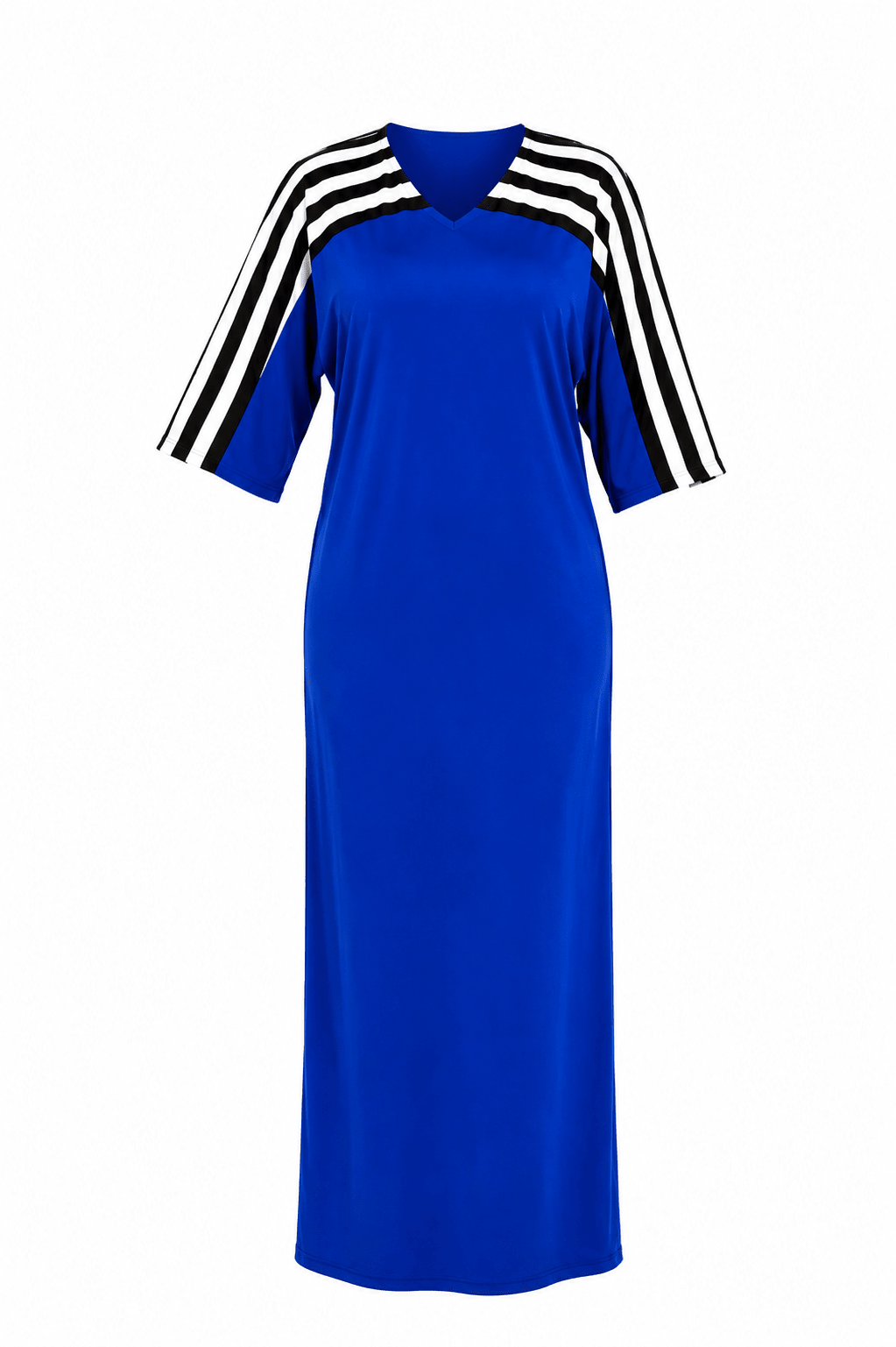 Women's Contrast Stripe Maxi Dress – Relaxed Fit V-Neck 3/4 Sleeve Long Maxi Dress (Size 10 - 20) - Maxi Dress - Cherubim Aura