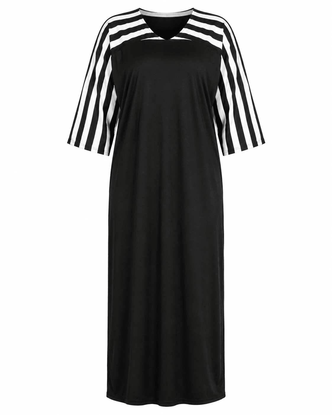 Women's Contrast Stripe Maxi Dress – Relaxed Fit V-Neck 3/4 Sleeve Long Maxi Dress (Size 10 - 20) - Maxi Dress - Cherubim Aura