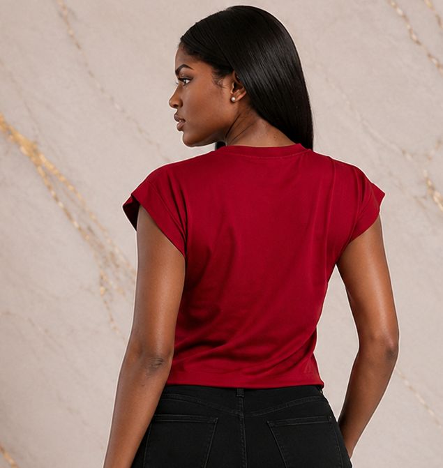Women's COUTURE Graphic Ring Detail Crop Top – Cap Sleeve Statement Casual T-Shirt - Top - Cherubim Aura