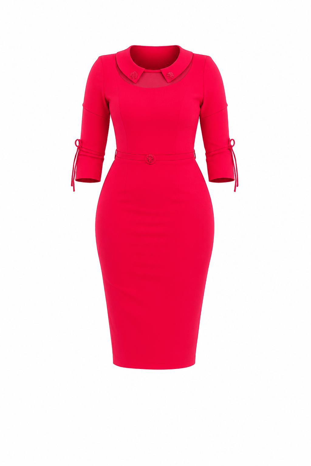 Women's Elegant Sheath Midi Dress with Cutout Neckline & Open Back Detail - Midi Dresses - Cherubim Aura
