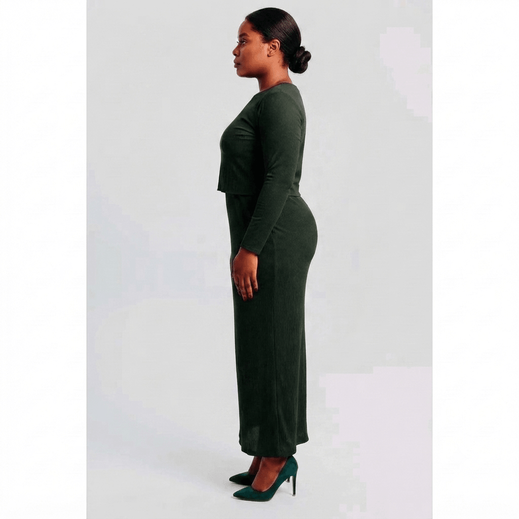 Women's Layered Look Maxi Dress | Long Sleeve Round Neck Elegant Stretch Dress - Maxi Dress - Cherubim Aura