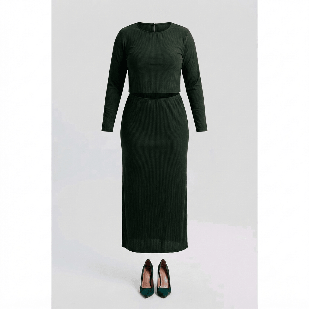 Women's Layered Look Maxi Dress | Long Sleeve Round Neck Elegant Stretch Dress - Maxi Dress - Cherubim Aura