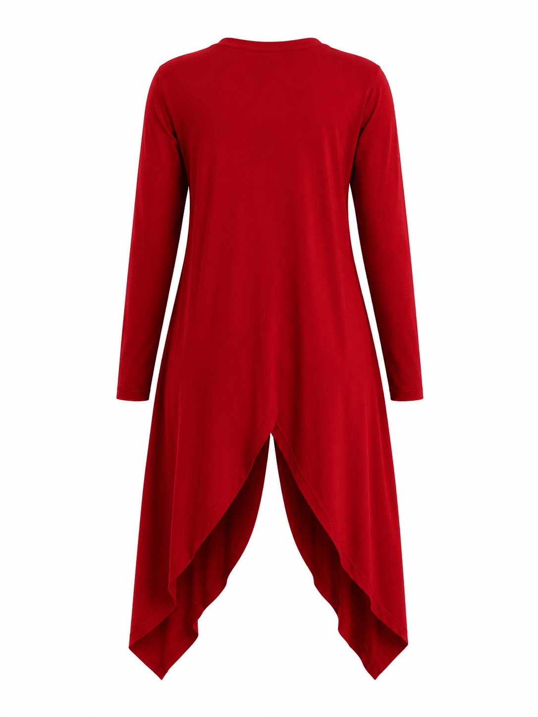 Women's Long Sleeve Asymmetrical Overlap Midi Tunic Dress – Casual Loose Fit High-Low Pullover Dress - Midi Dresses - Cherubim Aura
