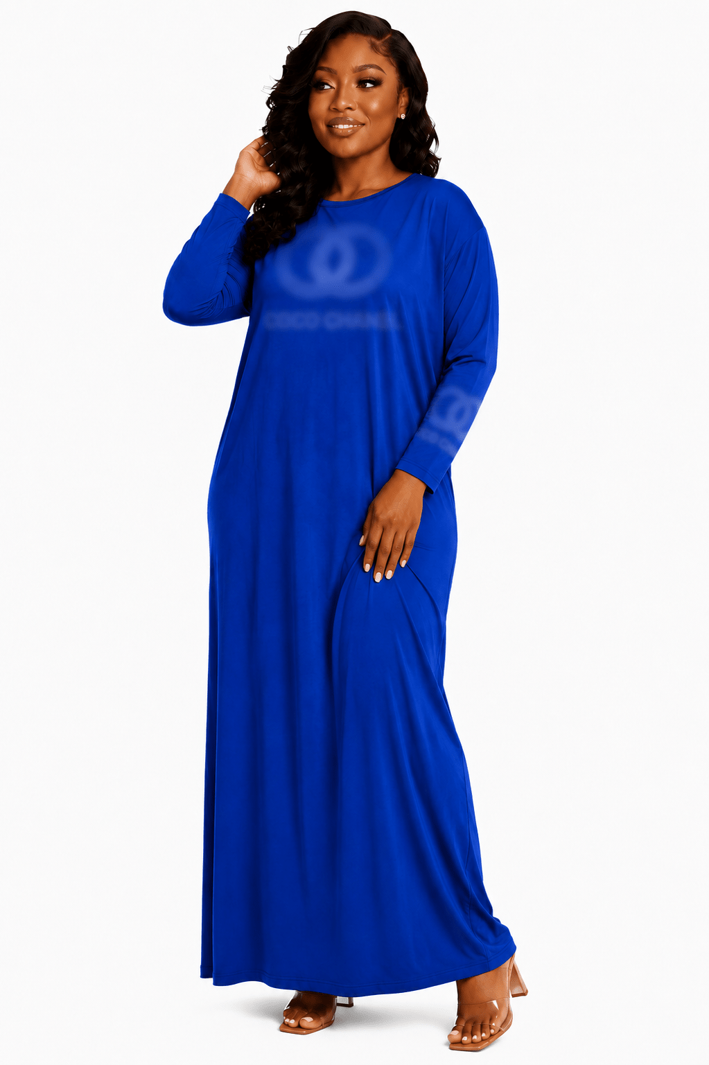 Women's Long Sleeve Relaxed Maxi Dress – Round Neck One Size Casual Dress (UK 10–20) - Maxi Dress - Cherubim Aura