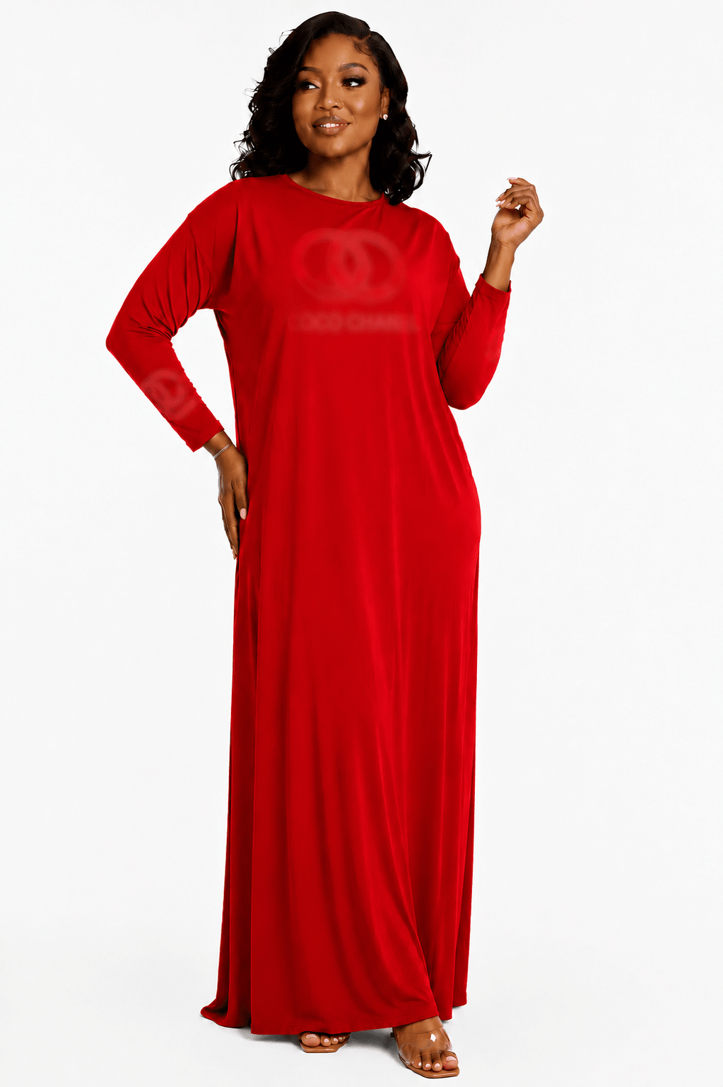 Women's Long Sleeve Relaxed Maxi Dress – Round Neck One Size Casual Dress (UK 10–20) - Maxi Dress - Cherubim Aura