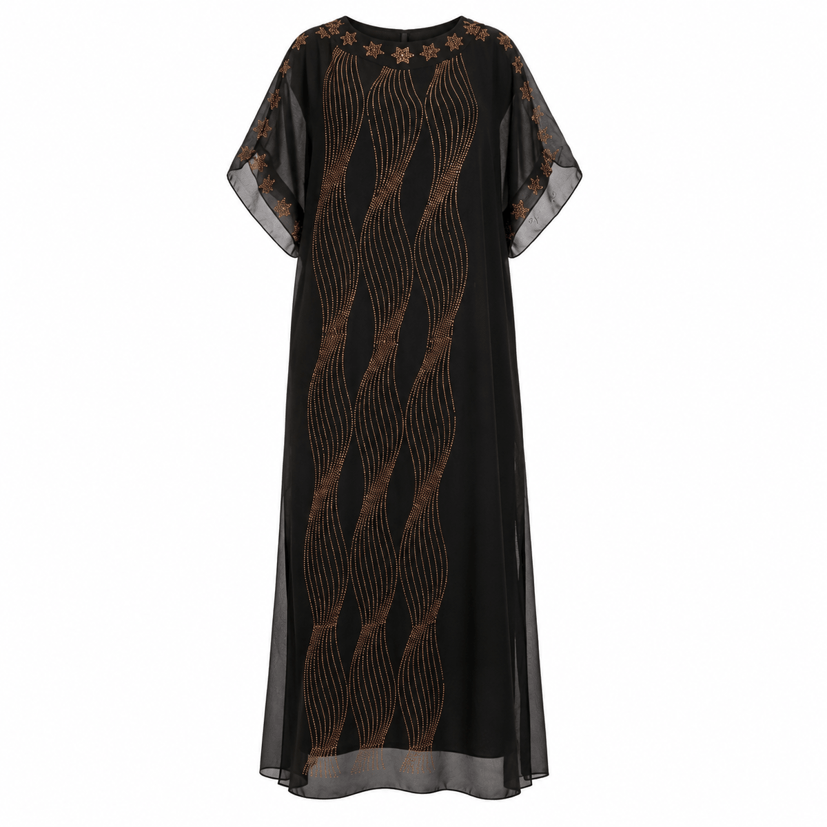 Women's Luxury Rhinestone Embellished Kaftan Maxi Dress | Elegant Chiffon Occasion Dress | One Size Fits UK 10–20 - Maxi Dress - Cherubim Aura