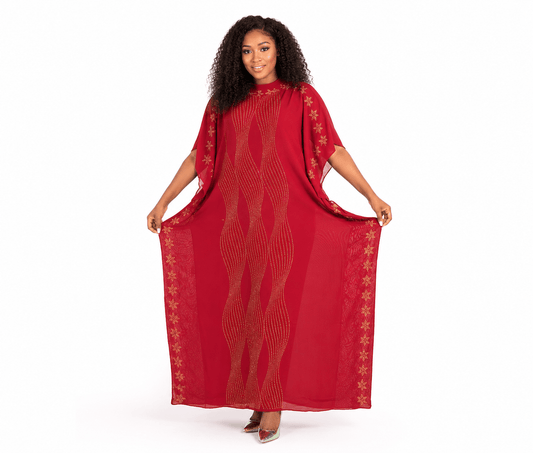 Women's Luxury Rhinestone Embellished Kaftan Maxi Dress | Elegant Chiffon Occasion Dress | One Size Fits UK 10–20 - Maxi Dress - Cherubim Aura
