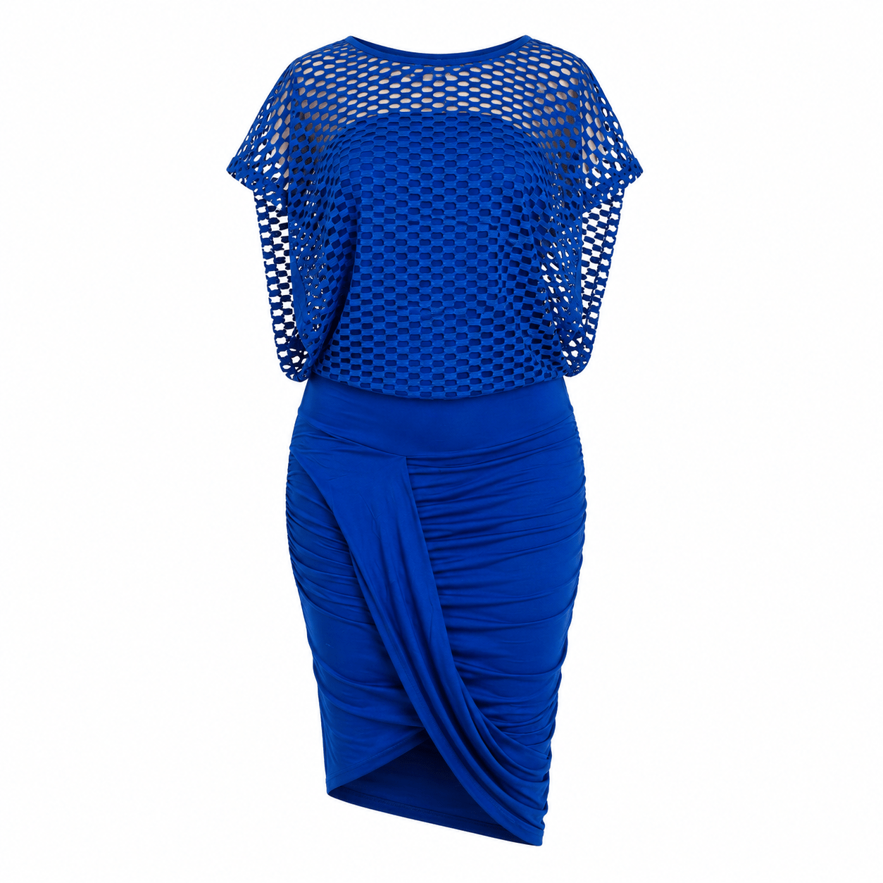 Women's Mesh Overlay Ruched Bodycon Midi Dress | Elegant Occasion, Church & Party Dress - Midi Dresses - Cherubim Aura