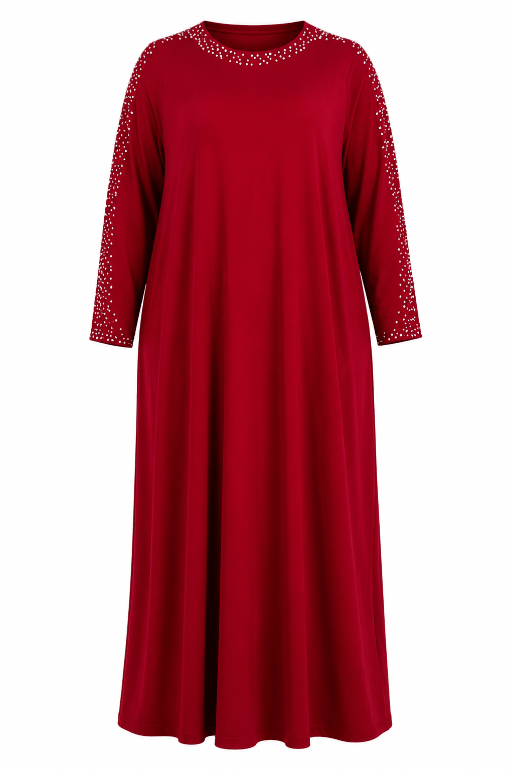 Women's Pearl Embellished Maxi Dress – Elegant Batwing Long Sleeve Relaxed Fit Maxi Dress (UK 10–20) - Maxi Dress - Cherubim Aura