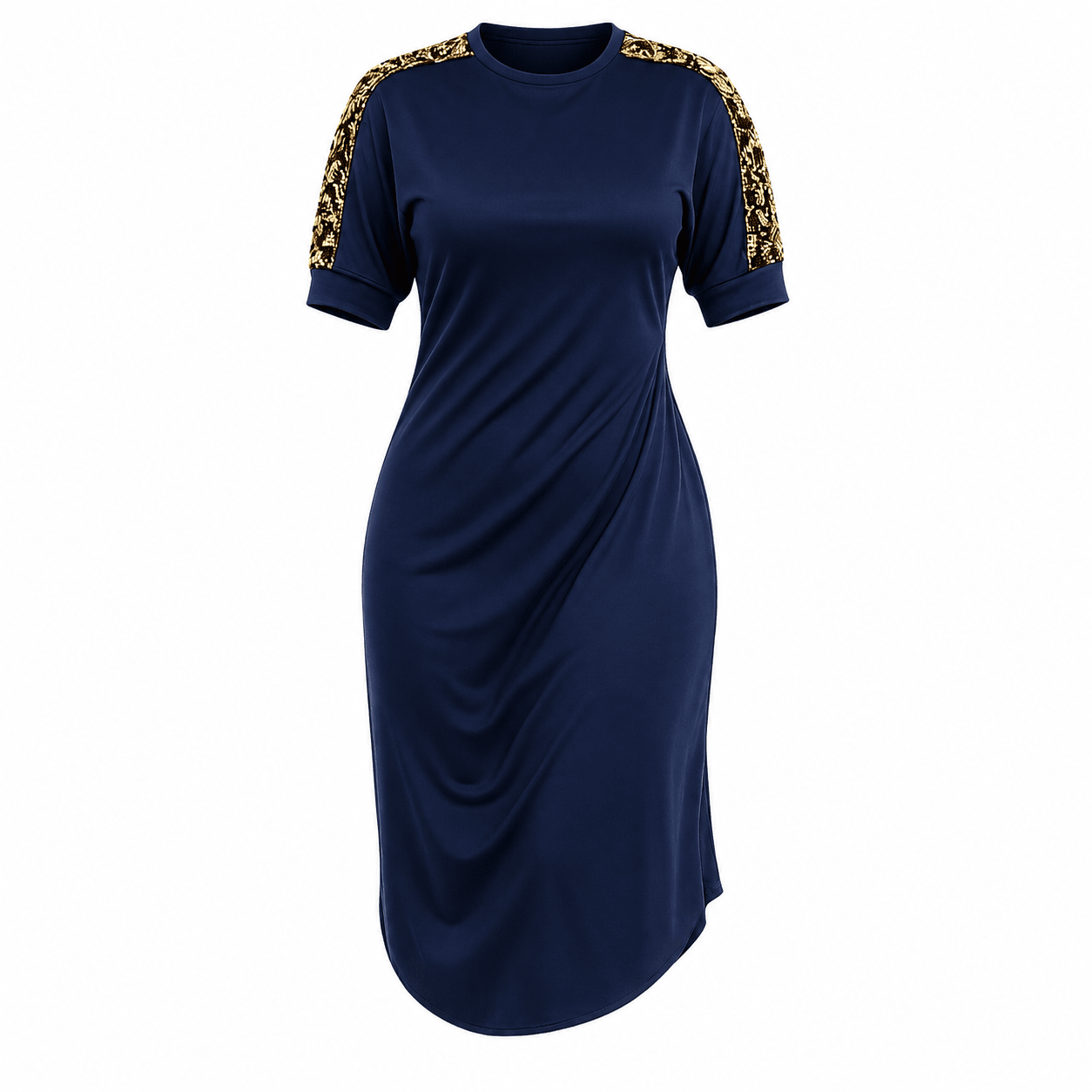 Women's Plus Size Sequin Shoulder Midi Dress – Casual Elegant Relaxed Fit Dress - Mini Dress - Cherubim Aura
