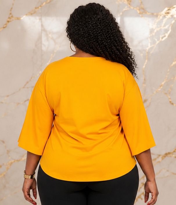 Women’s Solid Bell Sleeve Tie-Waist Blouse – Round Neck 3/4 Sleeve Dressy Casual Top – One Size UK 10–16 - Top - Cherubim Aura