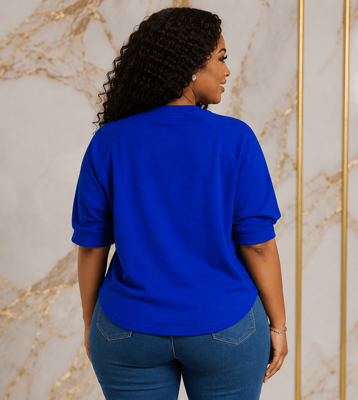 Women’s STYLE Graphic Pearl-Embellished Puff Sleeve Top – Round Neck Statement Blouse – One Size UK 8–14 - Top - Cherubim Aura