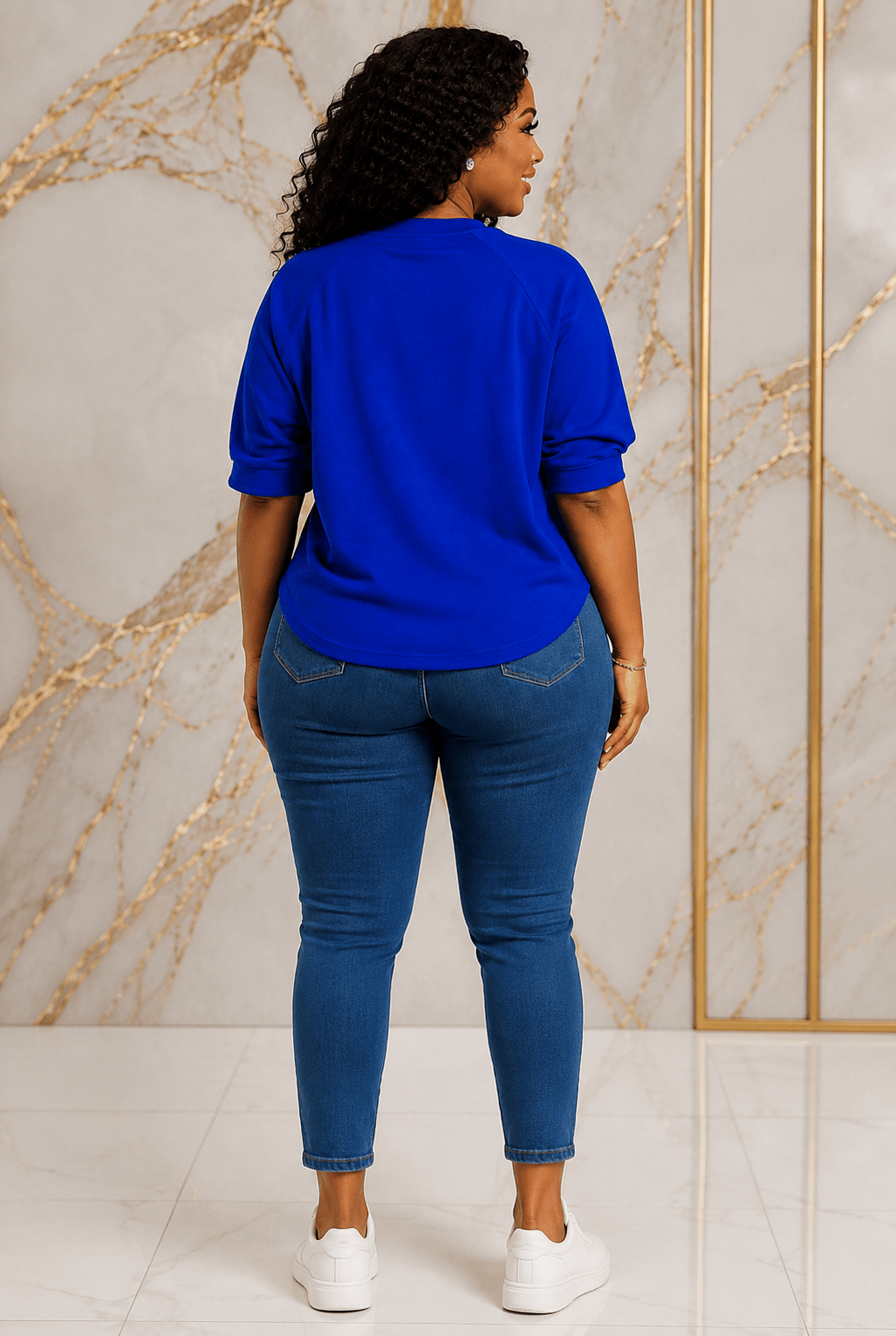 Women’s STYLE Graphic Pearl-Embellished Puff Sleeve Top – Round Neck Statement Blouse – One Size UK 8–14 - Top - Cherubim Aura