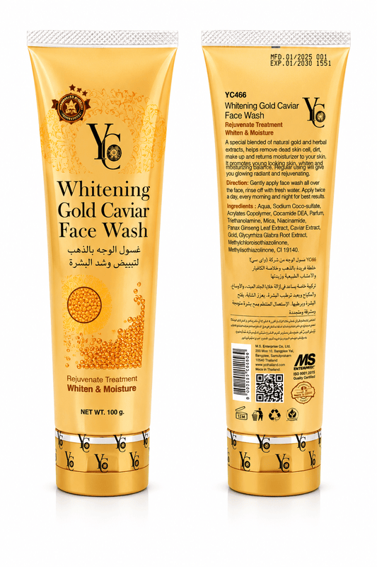 YC Whitening Gold Caviar Face Wash 100g – Brightening & Moisturising Facial Cleanser with Niacinamide, Caviar & Ginseng Extract - Skincare - Cherubim Aura
