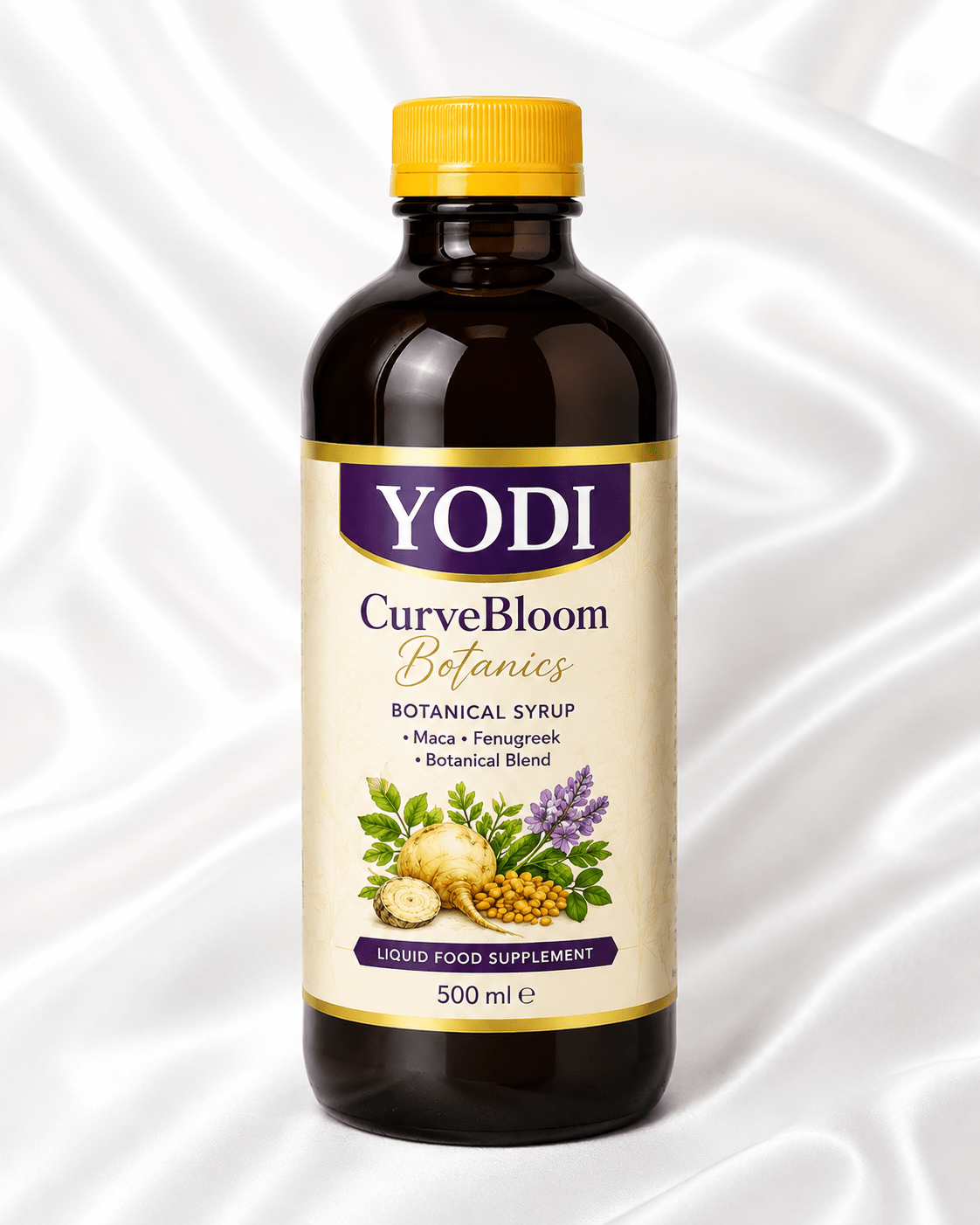 YODI CurveBloom Botanics 500ml – Maca & Fenugreek Botanical Syrup – Women's Liquid Food Supplement - Women's Herbal Syrup - Cherubim Aura