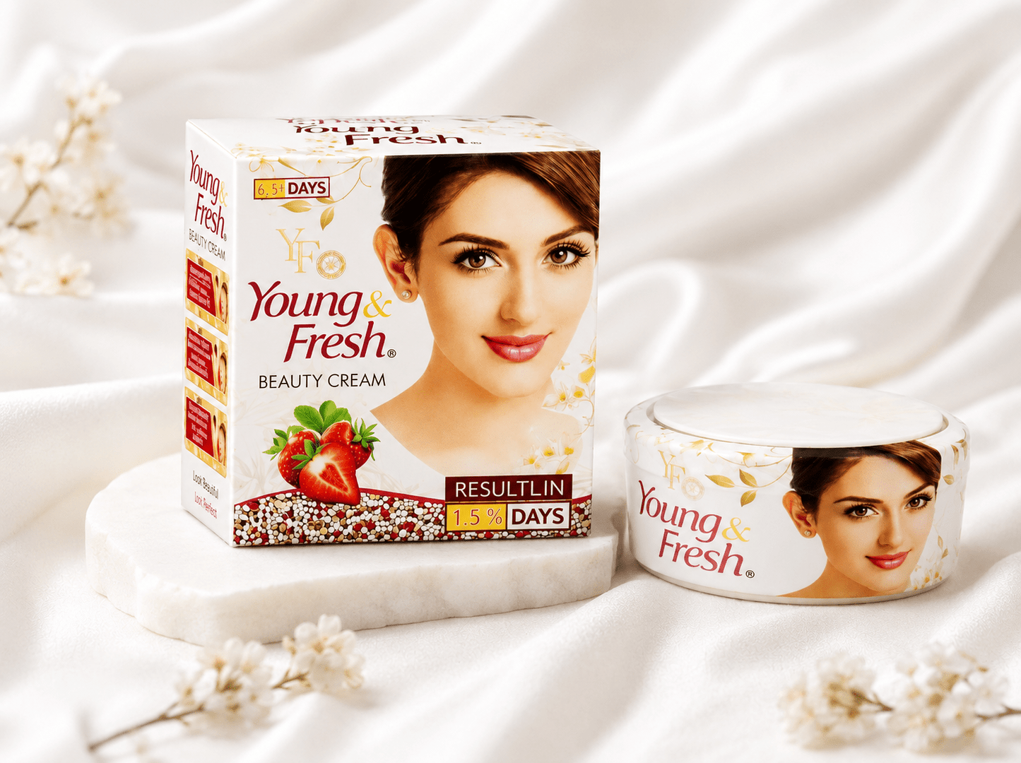 Young & Fresh Beauty Cream 50g – Brightening & Moisturising Face & Neck Cream with Strawberry, Aloe Vera, Chamomile & Vitamin E - Skincare - Cherubim Aura