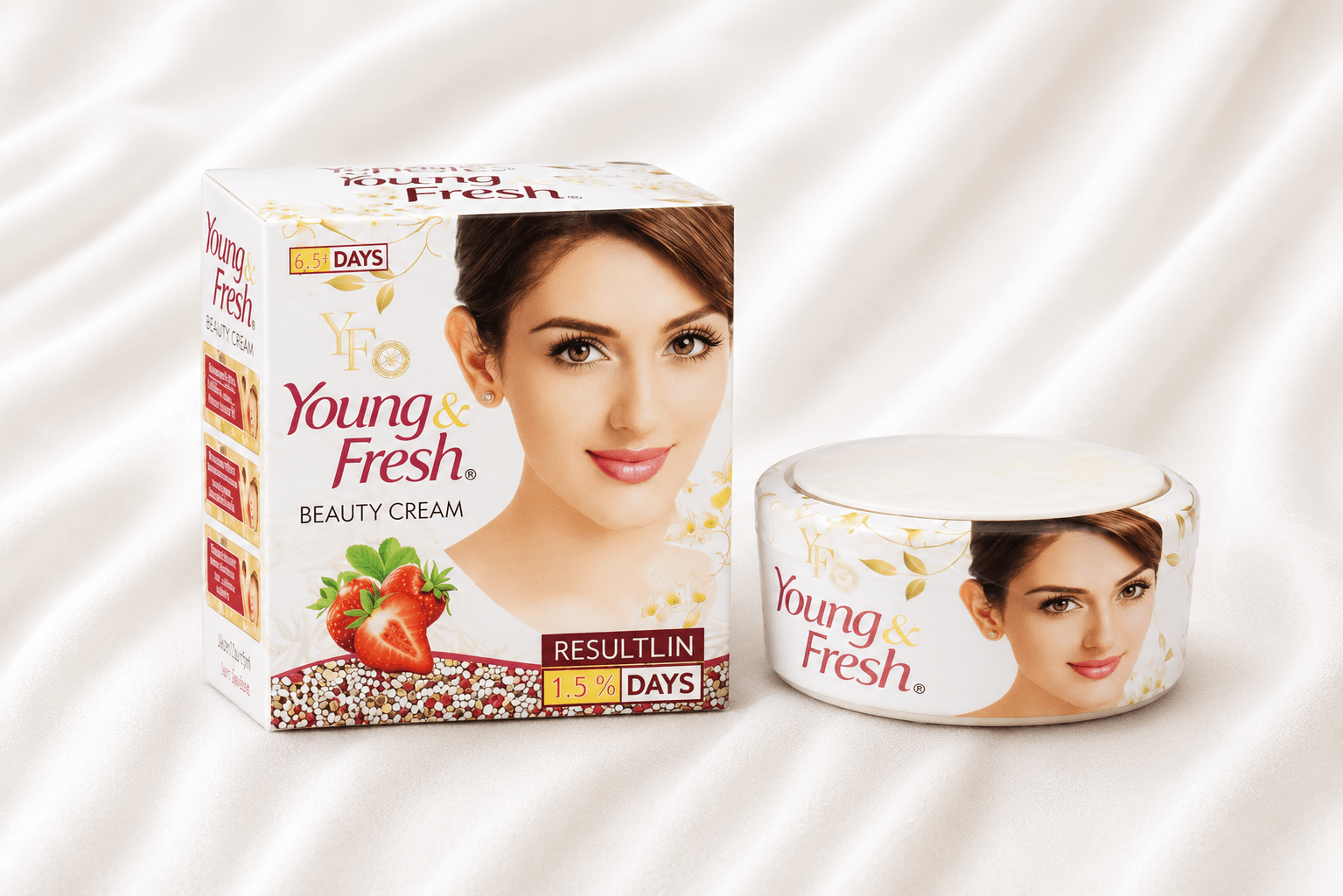Young & Fresh Beauty Cream 50g – Brightening & Moisturising Face & Neck Cream with Strawberry, Aloe Vera, Chamomile & Vitamin E - Skincare - Cherubim Aura