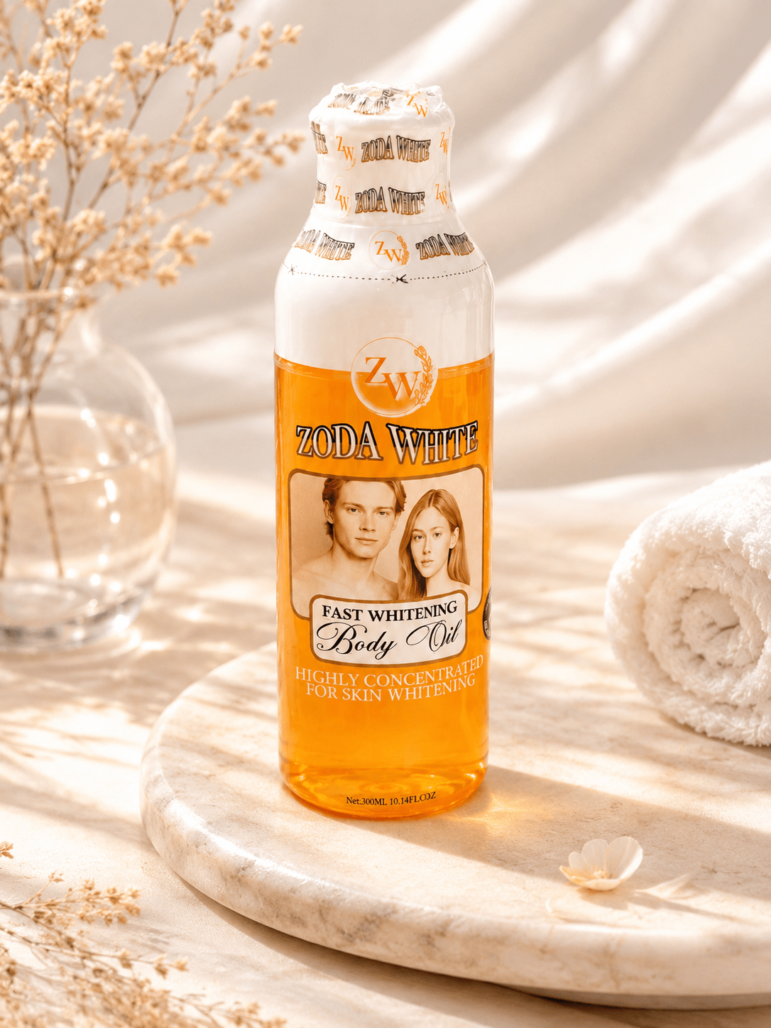 Zoda White Fast Whitening Body Oil 300ml – Brightening & Moisturising Body Oil with Vitamin C, Turmeric Oil, Liquorice & Arbutin - Skincare - Cherubim Aura
